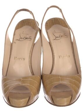 Christian Louboutin Crocodile leather Catalina peep toe slingback heels